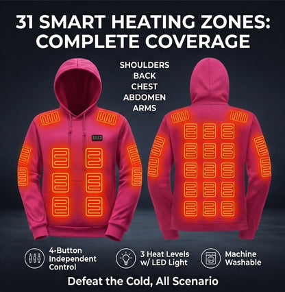Zonix™ 31-Zone Smart Heated Hoodie with Battery Pack | 4-Button Precision Control