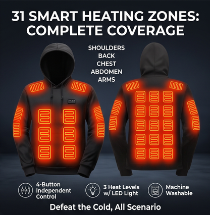 Zonix™ 31-Zone Smart Heated Hoodie with Battery Pack | 4-Button Precision Control