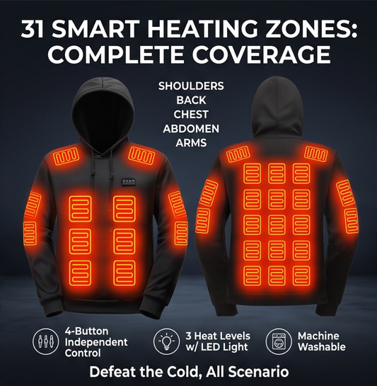 Zonix™ 31-Zone Smart Heated Hoodie with Battery Pack | 4-Button Precision Control