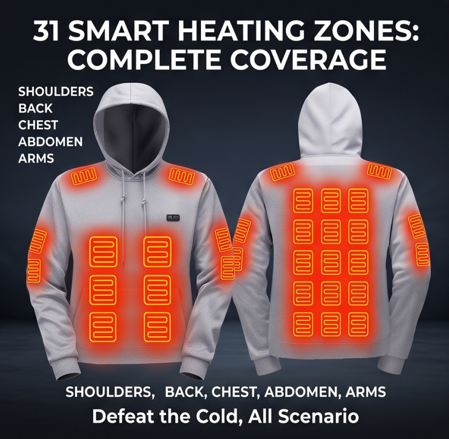 Zonix™ 31-Zone Smart Heated Hoodie with Battery Pack | 4-Button Precision Control