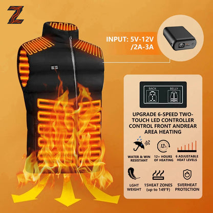 🔥 Early Bird Sale 56% OFF🔥 2026 Updated Version Two-touch 15Heat Zones LED Controller Heated Vest For Men & Women With Battery Pack